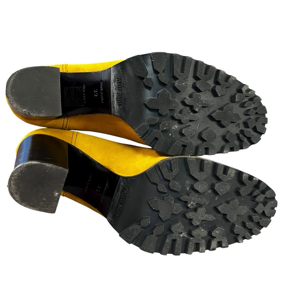 Miu Miu Yellow Suede Lace-up Booties Size 39 - Picture 5 of 11